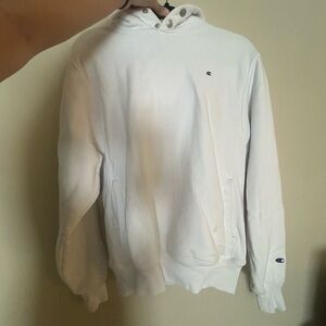 White Champion hoodie. Size small a bit oversized